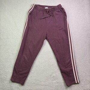 TNA Aritzia Sweatpants Womens Large Maroon Iconic Fleece Tapered Joggers Stripe